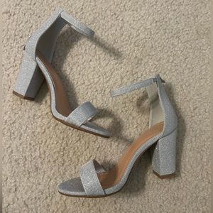 Windsor Silver Sparkle Step Glitter Heels